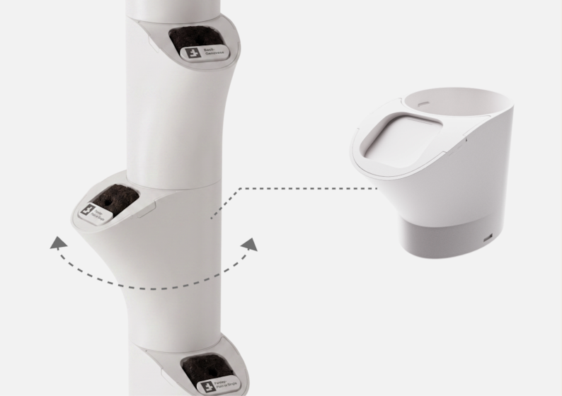 Rotatable grow pods close-up